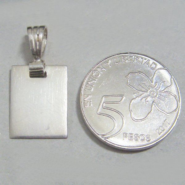 (p1359)Medalla de plata rectangular para grabar.